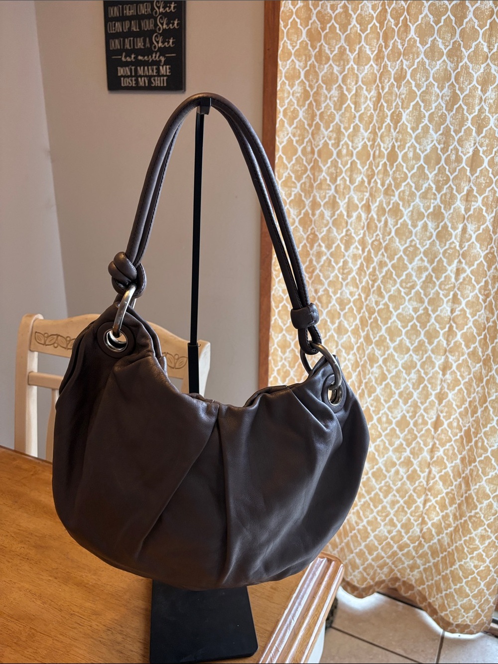 Coach 2009 Parker metallic pewter Leather Knotted-Handle Hobo